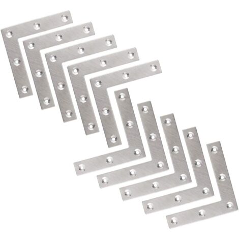 10pcs 80x80mm Stainless Steel L Shape Flat Corner Brackets Right Angle Repair for Wooden Cabinet Shelf Table Chair