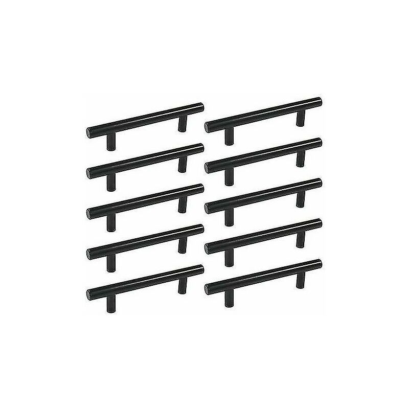 10pcs 96 mm T Bar Bâton Cuisine Armoire Porte Poignées Placard Tiroir Chambre Meubles Tirer Noir