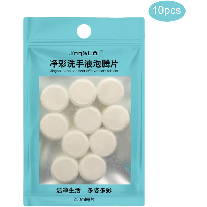 

10pcs agua de deshielo efervescente Las tabletas anti-bac-terial de espuma mano Sani-tizer desin-fectant