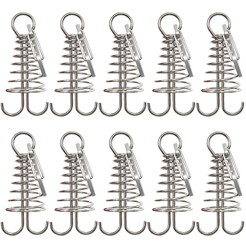 

10pcs aleacion de aluminio de la primavera Deckpeg Carpa Toldo ancla con mosqueton para Camping Pesca Senderismo, Plata