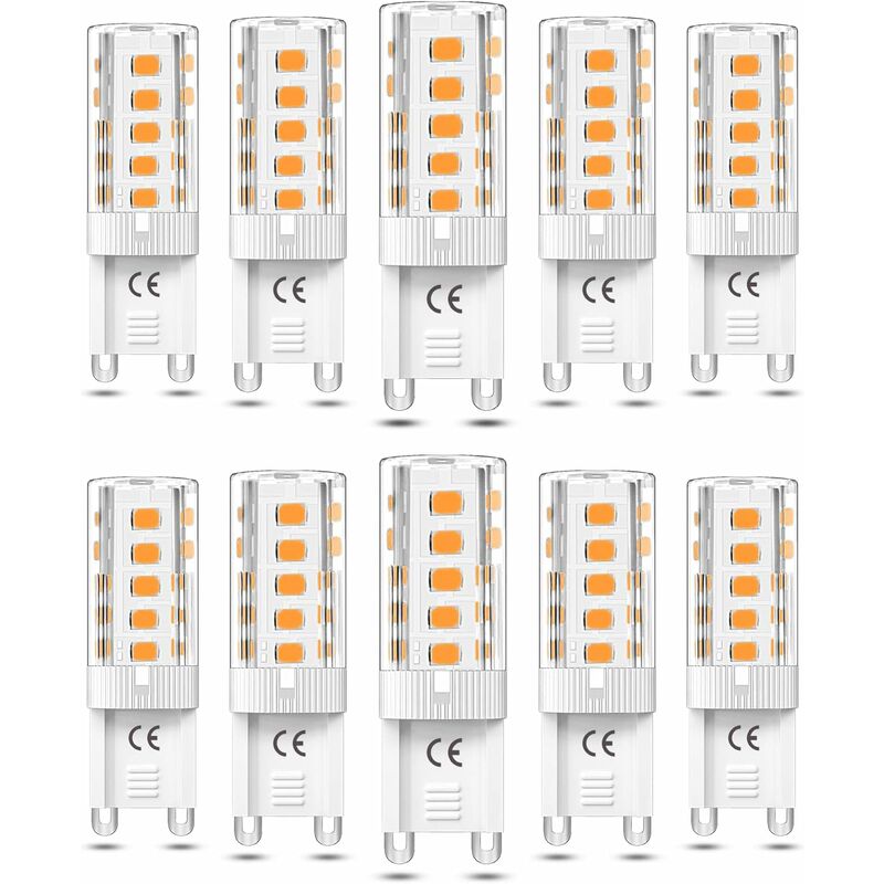 Ersandy - 10pcs Ampoule G9 led Dimmable 5W Blanc Chaud 3000K Ampoules led G9 Équivalent Halogène 50W AC110/220V [Classe énergétique f]