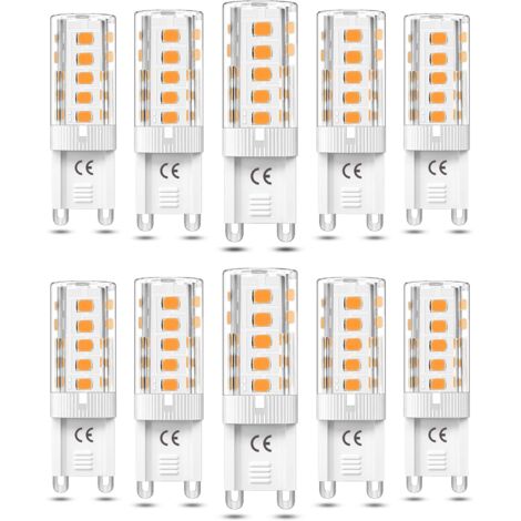 10pcs Ampoule G9 LED Non dimmable 5W Blanc Chaud 3000K Ampoules LED G9 Équivalent Halogène 50W AC110/220V [Classe énergétique F]
