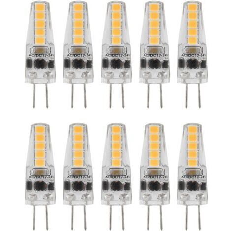 10pcs Ampoules LED G4, 2W 3000K AC 12-24V Ampoules à Intensité Variable pour Lustre Plafonnier Lampe de Table Blanc Chaud