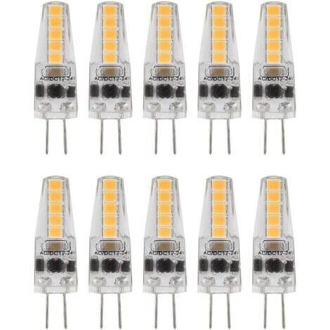 10pcs Ampoules LED G4, 2W 3000K AC 12-24V Ampoules à Intensité Variable pour Lustre Plafonnier Lampe de Table Blanc Chaud