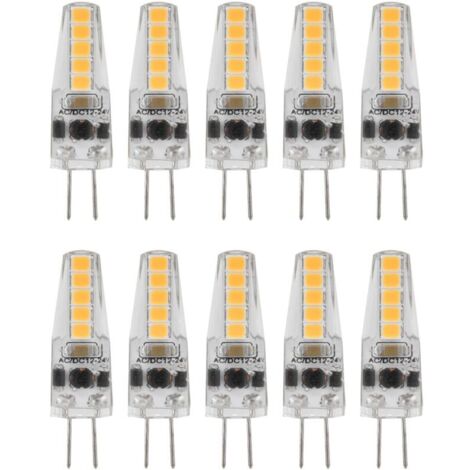 10pcs Ampoules LED G4, 2W 3000K AC 12-24V Ampoules à Intensité Variable pour Lustre Plafonnier Lampe de Table Blanc Chaud