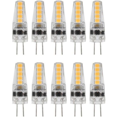 10pcs Ampoules LED G4. 2W 3000K AC 12-24V Ampoules à Intensité Variable pour Lustre Plafonnier Lampe de Table Blanc Chaud