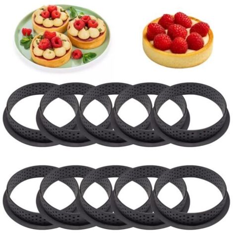 10PCS Anneaux à gâteau, Cercle à Tarte Antiadhésifs en Acier Inoxydable, DIY Moule à Gâteau Mousse Cercles et Cadres à Pâtisserie
