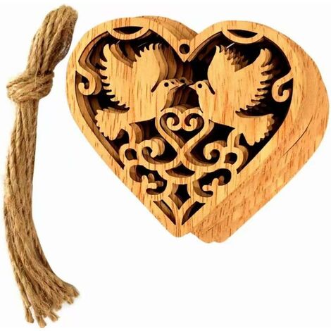 10pcs arbre de No?l embellissements en bois artisanat ornement de sapin de No?l suspendu avec corde de suspension