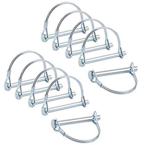 10pcs Axe de verrouillage de broche de coupleur de sécurité, 1/4 pouce de verrouillage de prise de force avec fil de retenue rond pour jardin de pelouse de remorques de ferme