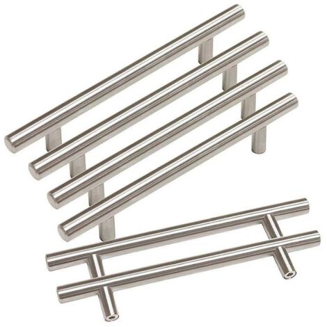 10pcs Barre En T Poignes 1296150mm Boutons Avec Vis Armoire Tiroir Porte Acier Inoxydable Cuisine Meuble