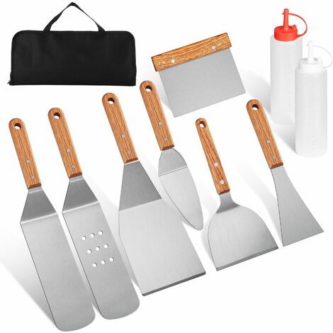 main image of "10pcs BBQ Spoon Set - Stainless Steel Spatula Set - Set of Barbecue Utensils Ideal for Men"