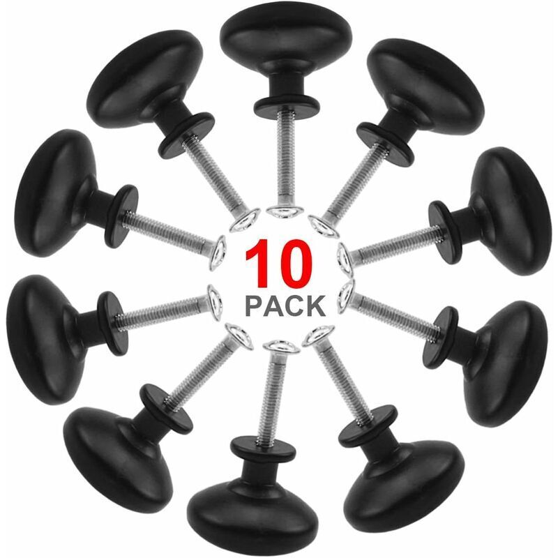 10PCS Black Drawer Door Handle, 30mm Furniture Knob, Single Hole Round Drawer Knobs, Door Knobs, Furniture Handles for Cupboard, Wardrobe, Kitchen,