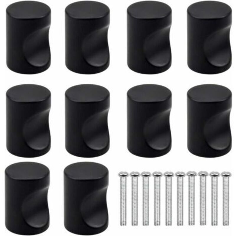 10PCS Black Drawer Door Handle, Furniture Knob, Single Round Hole Drawer Knobs, Modern Door Knobs, Furniture Handles for Cabinet Wardrobe Kitchen,