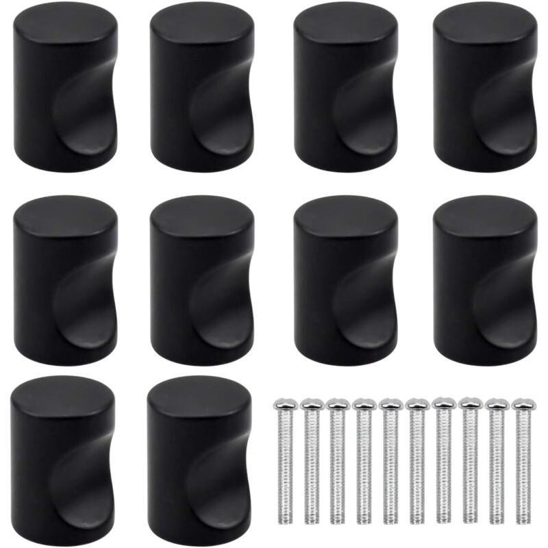 10PCS Black Drawer Door Handle, Furniture Knob, Single Round Hole Drawer Knobs, Modern Door Knobs, Furniture Handles for Cupboard Cabinet Kitchen,