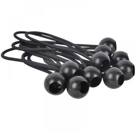 10pcs Black Tarpaulin Quick Connector Set 4mm Plastic Ball Head Round Elastic Band for Outdoor Use YMYNY