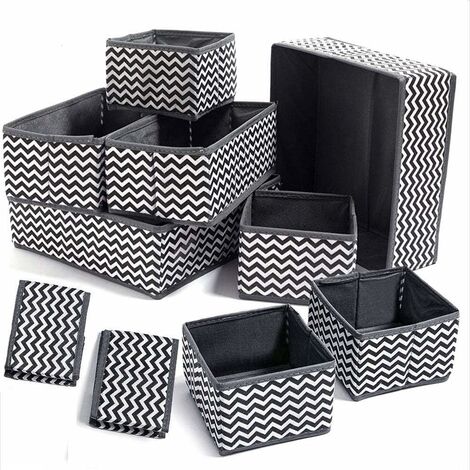 10Pcs Boîtes de Rangement Ouvertes en Textile Non-Tissé, Tiroir en Tissu,Cube de Rangement Pliable Coffre pour Soutiens-Gorge, Chaussettes, sous-vêtements (10 pcs)