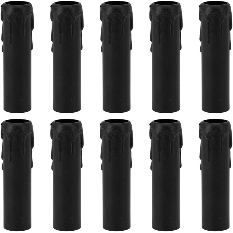10pcs Bougie Socket Covers, 4 Pouces de Hauteur Chandelier Sleeves Bulb Light Base Holder Candelabra Base Sockets (Le noir)