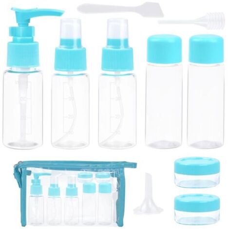 10Pcs Bouteille de Voyage Flacon Voyage Transparent Flacon Vides pour Cosmétiques Liquides avec Sacs de Rangement