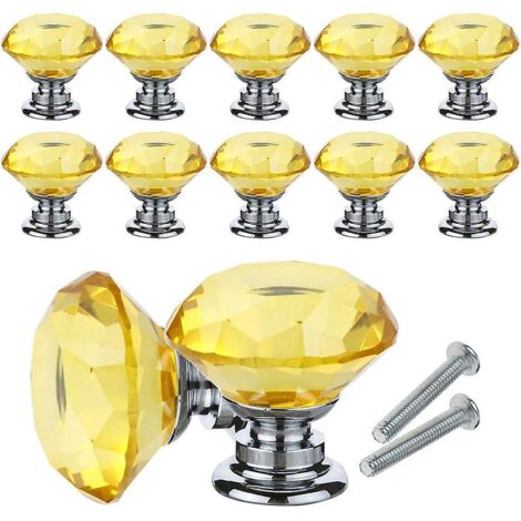 10pcs Bouton De Meuble Cristal, Poignes De Bouton En Cristal De Diamant, 30mm Bouton De Porte Meuble Tiroir Placard Avec Vis Pour Accueil Bureau,