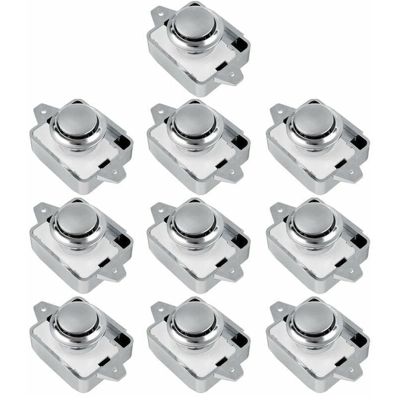 10PCS Bouton poussoir serrure sa rv tiroir placard bouton de porte camping-car caravane (argent 10 pièces) -