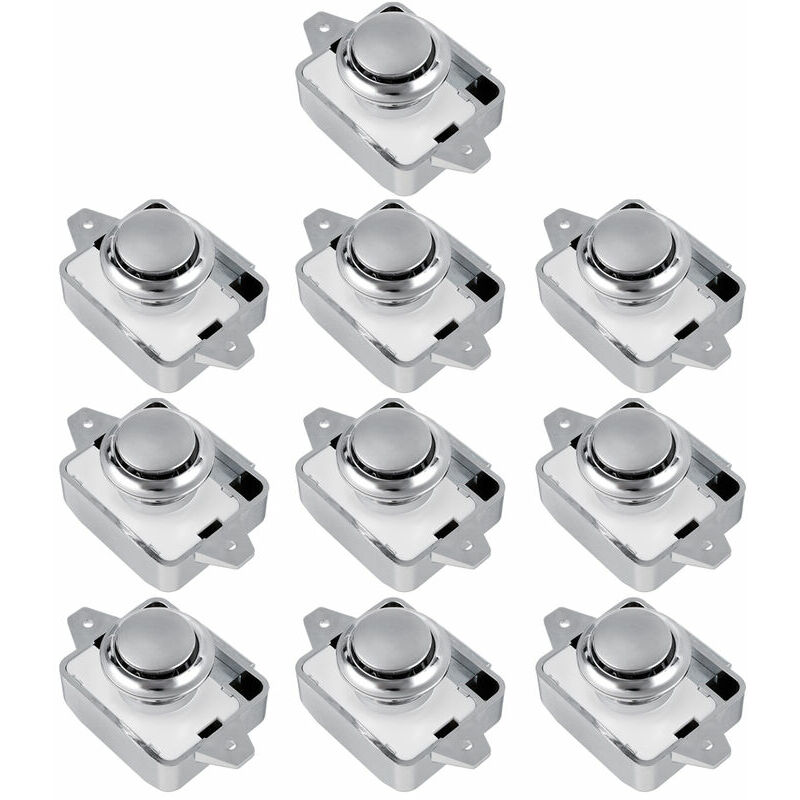 10PCS Bouton poussoir serrure sa rv tiroir placard bouton de porte camping-car caravane (argent 10 pièces)