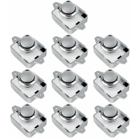 10PCS Bouton poussoir serrure SA RV tiroir placard bouton de porte camping-car caravane (argent 10 pièces) -