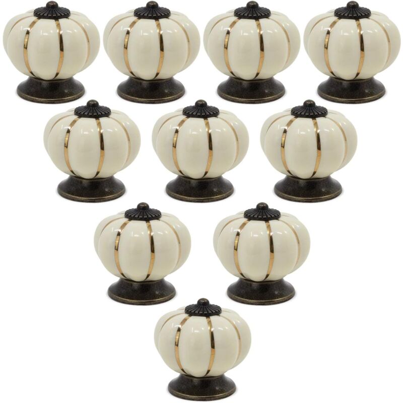 Jn.songs - 10pcs Boutons de Meuble Céramique Bouton de Tiroir Vintage Poignée Meuble avec Vis Pour Armoire Placard Commode - Beige
