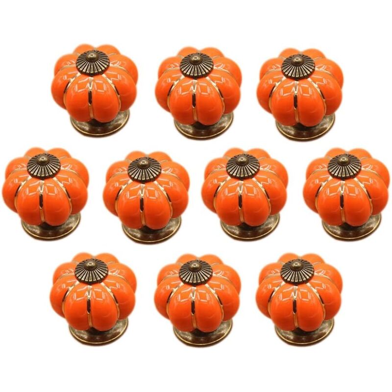 10pcs Boutons de Meuble Céramique Bouton de Tiroir Vintage Poignée Meuble avec Vis Pour Armoire Placard Commode - Orange