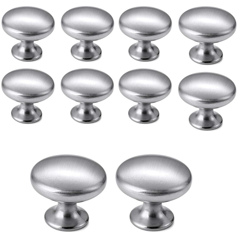 10PCS Boutons de Porte Ronde Poignées de Tiroir 30MM Tiroir de Porte Poignée en Aluminium pour Placards Armoire Cuisine Argenté