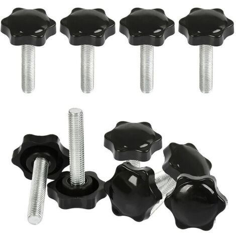 10Pcs Boutons de Serrage M8 x 40mm - Vis à Poignée en Étoile avec Ecrou - PP Galvanisé