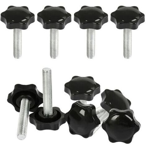 10Pcs Boutons de Serrage M8 X 40mm Vis à Tête Moletée, Bouton à Main Fileté Ecrou en Etoile Boulon de Serrage de Filetage M8 avec Ecrou, Boutons de Serrage de Filetage avec Poignée..