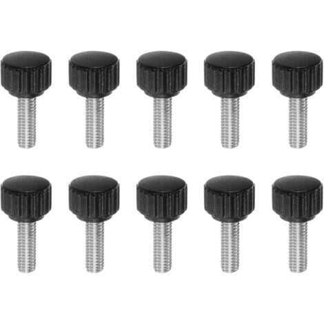 10pcs Boutons De Serrage Moletés Vis À Main M6 x 10mm Filetage Mâle Métrique 16mm Tête En Plastique Mat Tige En Acier Inoxydable 304 Bouton Fileté À Main Poignée, Noir