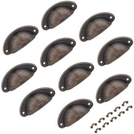 10pcs boutons de tiroir en cuivre poignées demi-lune poignées de tasse antiques pour boutons de meubles d'armoire avec vis 82x35mm (couleur 1)-Fei Yu