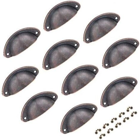 10pcs boutons de tiroir en cuivre poignées demi-lune poignées de tasse antiques pour boutons de meubles d'armoire avec vis 82x35mm (couleur 2)-Fei Yu