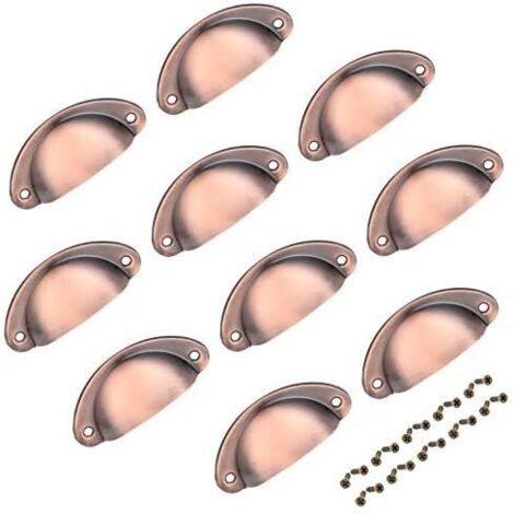 10pcs boutons de tiroir en cuivre poignées demi-lune poignées de tasse antiques pour boutons de meubles d'armoire avec vis 82x35mm (couleur 3)-Fei Yu