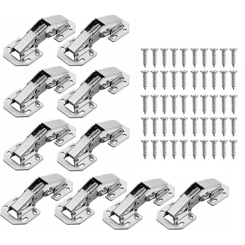 Cyslmuk - 10PCS Cabinet Door Hinges with Screws, 3 Inch 90° Furniture Hinges for Kitchen Door Cabinets