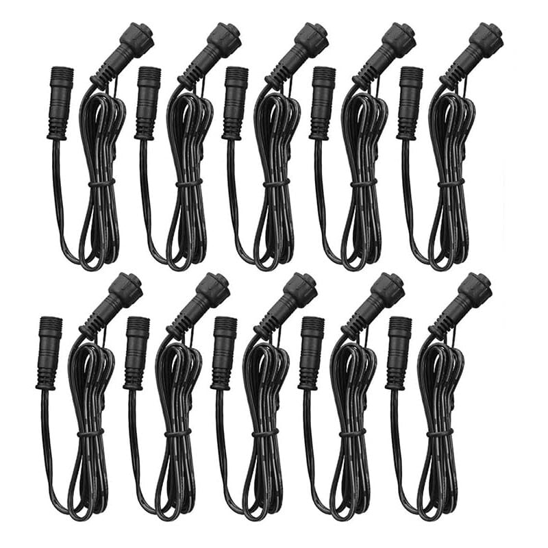 10PCS Câble d'extension 5 Pack 1M avec connecteurs mâles et femelles IP67 Résistance à l'eau seulement Convient pour Deck Light - (Couleur : Noir)