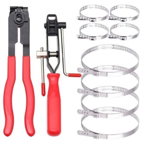 10pcs Car/ATV Hose Clamps Slip Joint Pliers Slip Joint Pliers Steel Hose Clamp with 2 Tools 8 Crimping Clamps MUMU