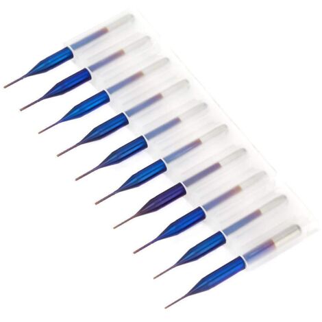 10pcs Carbide Cone End Mill, Blue Coated Tungsten Countersink Drill Bits End Mills for SCM PCB Engraving Machine (0.6mm)