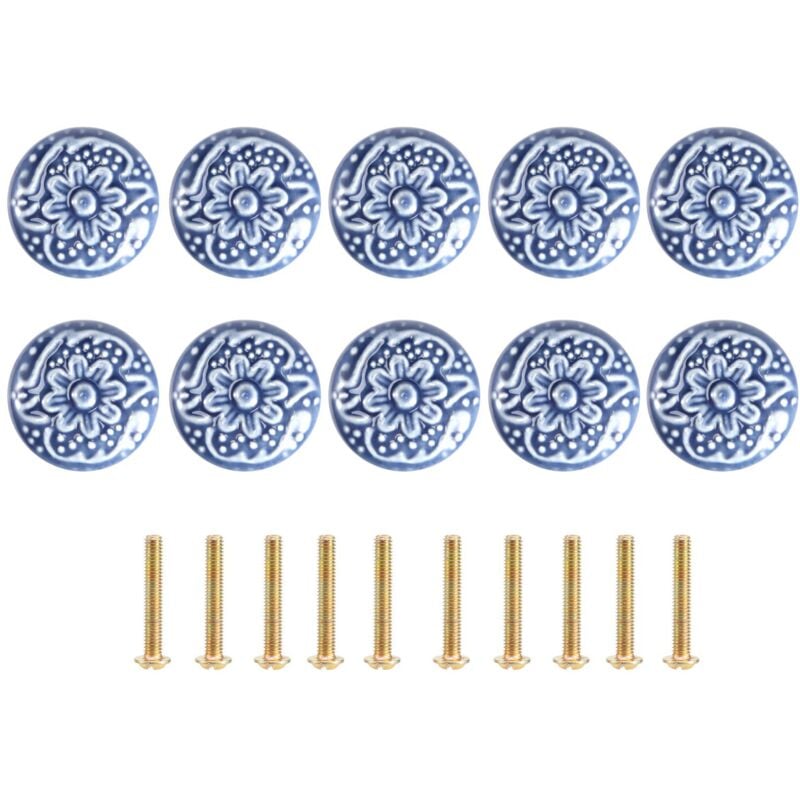 10PCS Ceramic Cabinet Knobs Vintage Drawers Handles for Kitchen Cupboard Drawer Bookcase Furniture Door (with Screws)