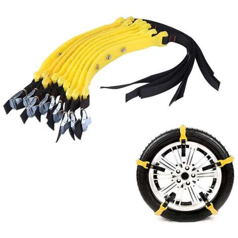 10pcs Chaînes pour Pneus Antidérapants, Chaîne Universelle à Neige pour Ceinture de pneu, Chaînes de Pneus Boue de Sécurité Automatique pour camion de voiture SUV,185-225mm