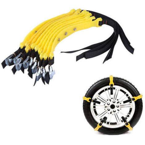 10pcs Chaînes pour Pneus Antidérapants, Chaîne Universelle à Neige pour Ceinture de pneu, Chaînes de Pneus Boue de Sécurité Automatique pour camion de voiture SUV,185-225mm