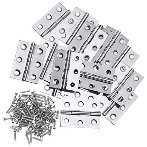 10Pcs Charnière En Acier Inoxydable Charnières 3 Pouces Se Pliant Charnière Connecteurs Pour La Maison Meubles Matériel Armoire Garde Porte Tiroir (avec 60Pcs 3 x 12mm Vis)-Fei Yu