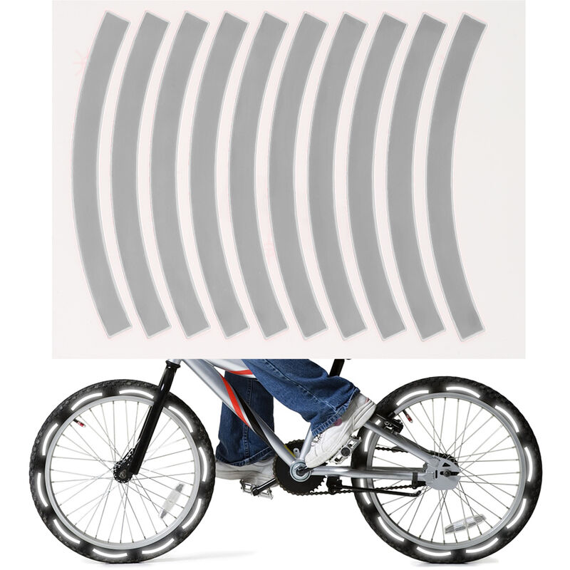 

10pcs Cinta adhesiva reflectante Etiqueta de advertencia de seguridad para ciclismo Tira de cinta reflectora de bicicleta para coche Bicicleta