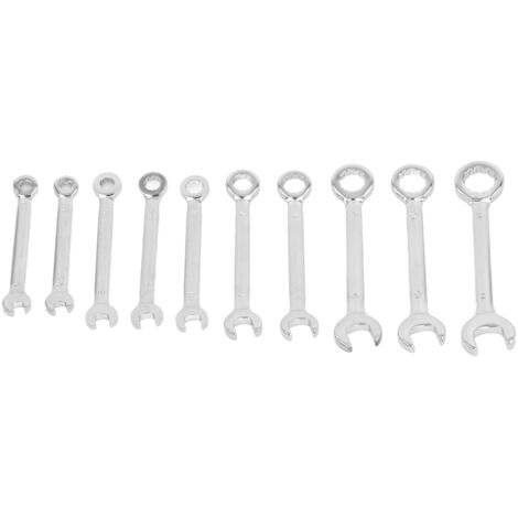 10PCS Clé à cliquet à 72dents Jeu de clés mixtes à double tête ouverte à 15degrés 411mm