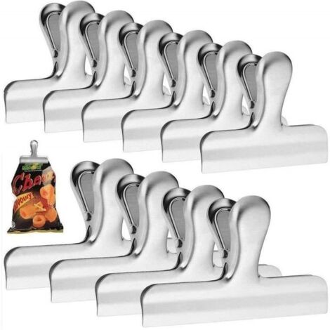 10Pcs Clips De Fermeture Sac Alimentaire/ Pinces À Papier, Pour Étanche À L’air Parfait Utiliser À Cuisine Home Ou Bureau 7,6 Cm