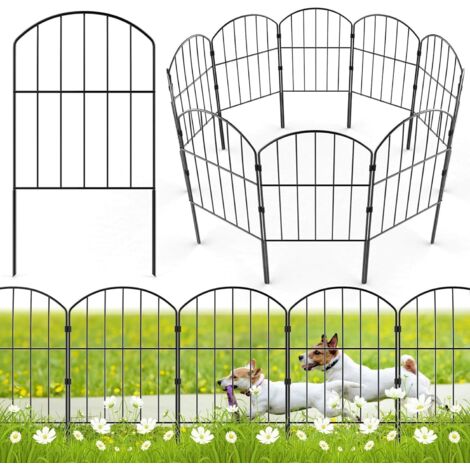 10PCS Clôture de Jardin Extérieur en métal,Fil d'acier inoxydable,Cour Pelouse Décor,Portillon de Jardin,Pour animaux,60x33cm,Noir