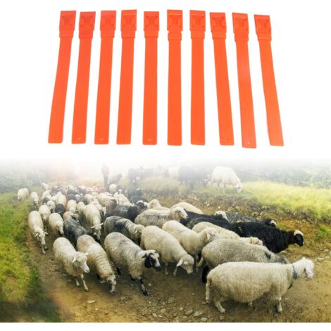 10Pcs Colliers d'Identification Pour Goat Sheep Bands Livestock Marque Orange PU 36cm
