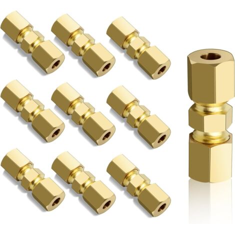 10PCS Connecteur de Ligne de Frein, Conduite de Frein pour lignes de 4,75 mm,Connecteurs de Câbles de Frein 3/16",Raccords de Tuyaux de Frein,Tube OD Connecteur cuivre
