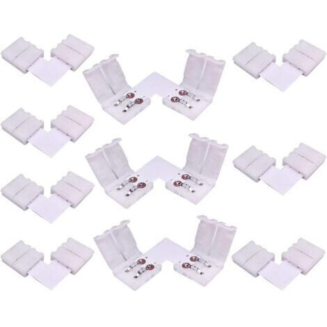 10pcs Connecteur LED Strip à 2 Broches Forme de L Connecteur d'angle à Ruban LED Connecteur Rapide à Angle Droit pour 10mm de Large Couleur Unique Bande LED SMD 5050 5630, Soudage Gratuit [Classe éner